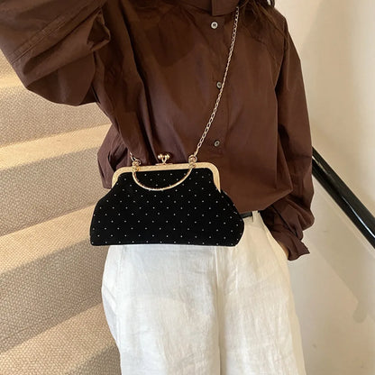 Evening Clutch Purse – Vintage Kiss-Lock Chain Bag for Women
