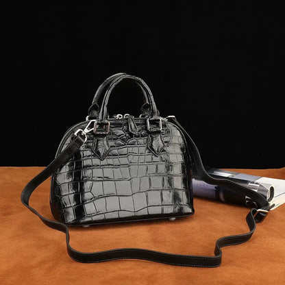 Genuine Crocodile Leather Shell Handbag for Women
