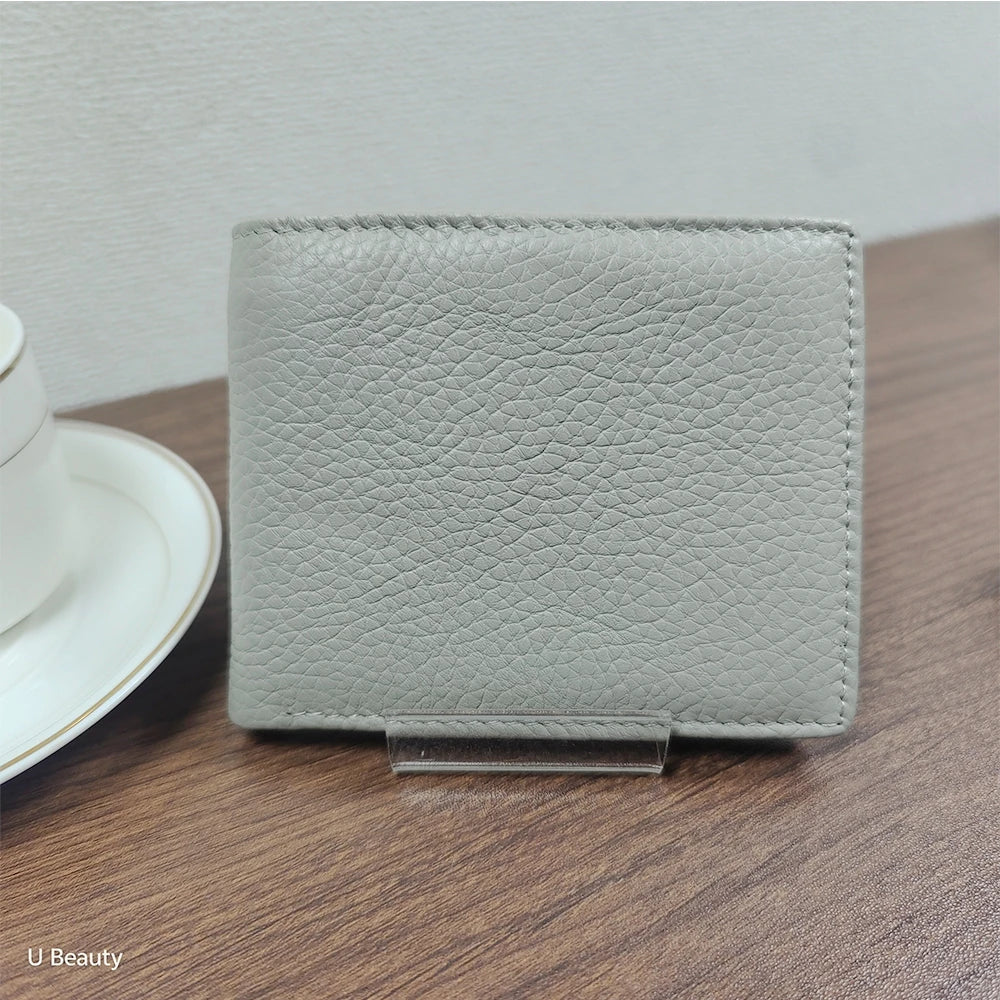 Men's Genuine Cow Leather Short Wallet with Coin Pocket