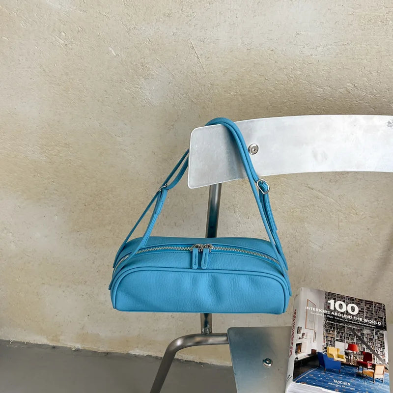 Lychee Texture Shoulder Bag – Korean Minimalist Underarm Bag for Women