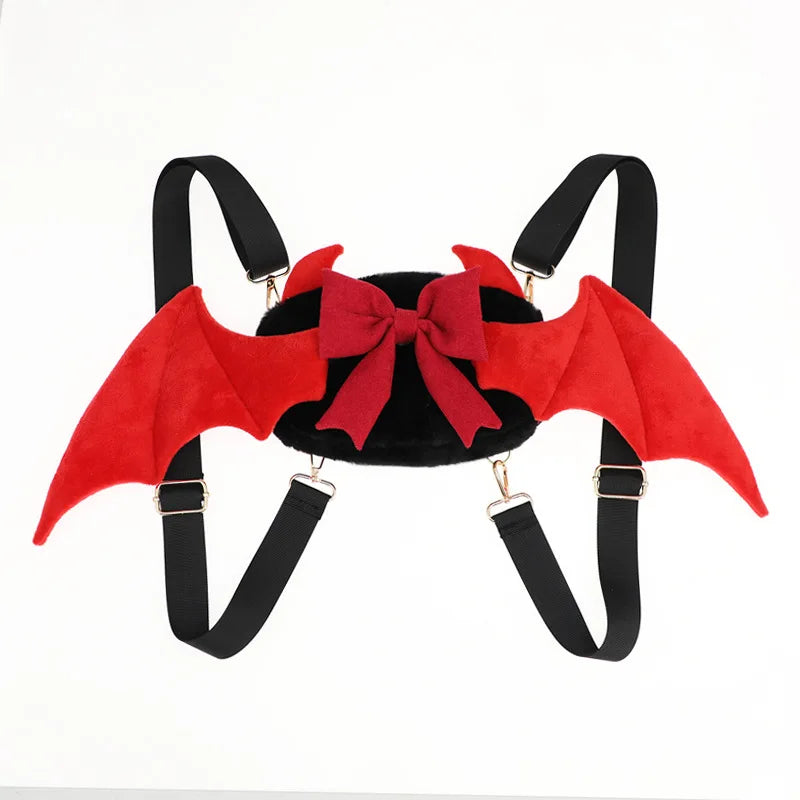 Kawaii Devil Wings Plush Backpack Y2K Lolita Cosplay Bag