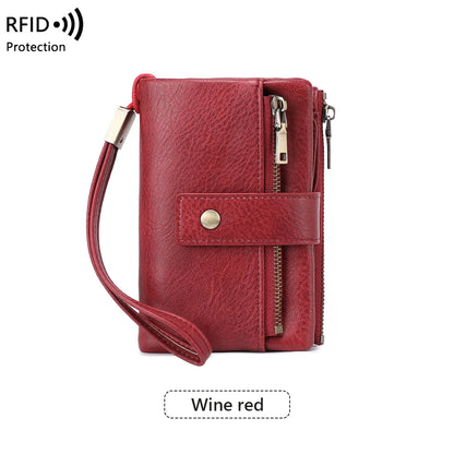 RFID Blocking Women's Trifold Wallet – Large Capacity Leather Purse