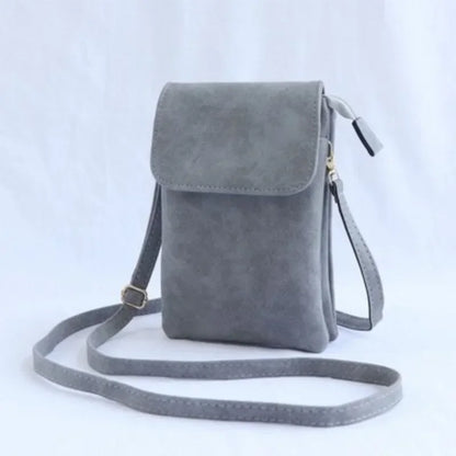 PU Leather Phone Crossbody Bag – Small Flap Messenger Purse for Women
