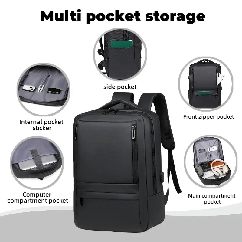 Men's Business Laptop Backpack with USB Charging Port