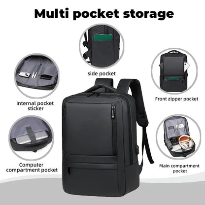 Men's Business Laptop Backpack with USB Charging Port