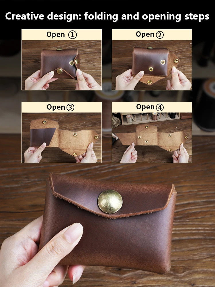 Handmade Genuine Leather Card Wallet & Coin Pouch