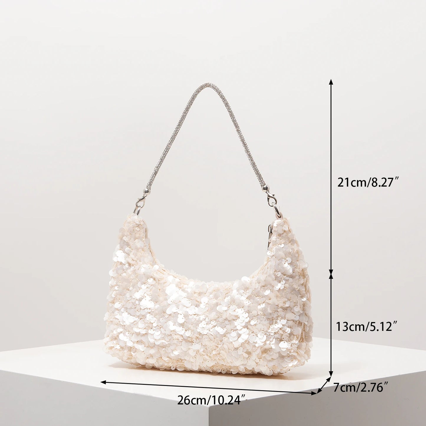 Sequin Shoulder Bag – Glitter Hobo Purse for Bridal, Prom & Wedding