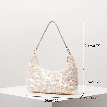 Sequin Shoulder Bag – Glitter Hobo Purse for Bridal, Prom & Wedding