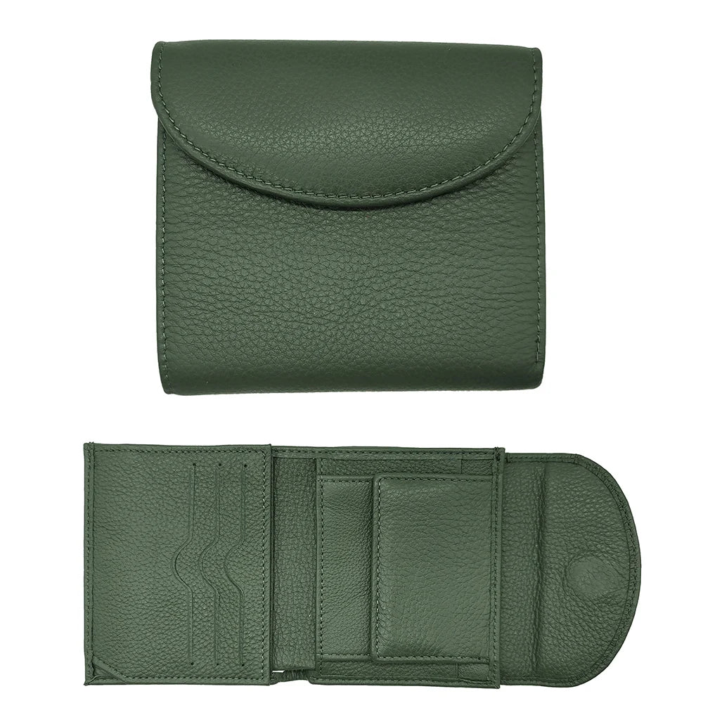 Women's Genuine Leather Short Wallet – Flap Closure with Card Holders