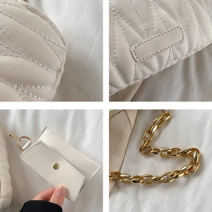 Quilted Ruched Crescent Bag Chain Shoulder Bag Women S Handbag Coin Purse Summer Every Day