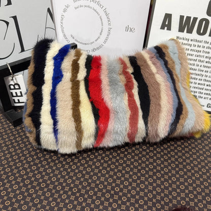 Mew Real Mink Fur Natural Cloud Winter Thick Bag Single Shoulder Women Fluffy Evening Ladies - Thick