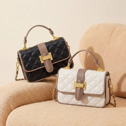 Quilted Leather Crossbody Bag – Women's Color Block Shoulder Bag