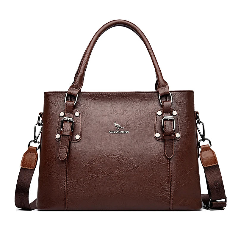 Large Leather Top-Handle Handbag for Women – Crossbody Tote