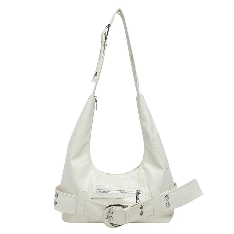 Large Capacity PU Leather Hobo Bag for Women – Buckle Shoulder Bag