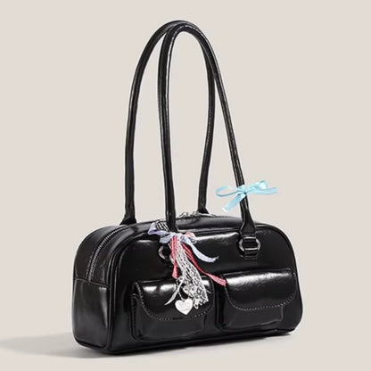 Bowling Bag Style Boston Tote – Trendy Women's Shoulder Handbag