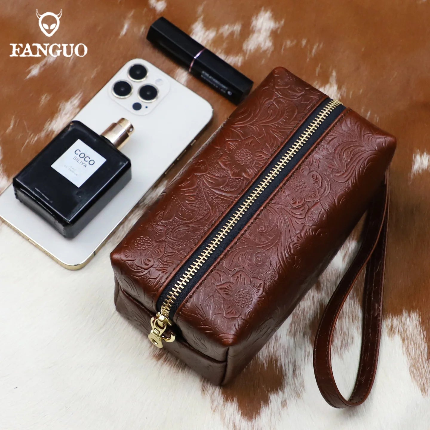 Leather Crossbody Phone Bag for Women – Dual-Use Zipper Purse