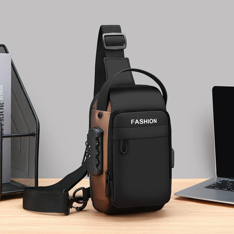 Anti-Theft Chest Bag for Men – USB Charging Crossbody Sling