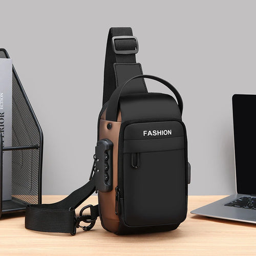 Anti-Theft Chest Bag for Men – USB Charging Crossbody Sling
