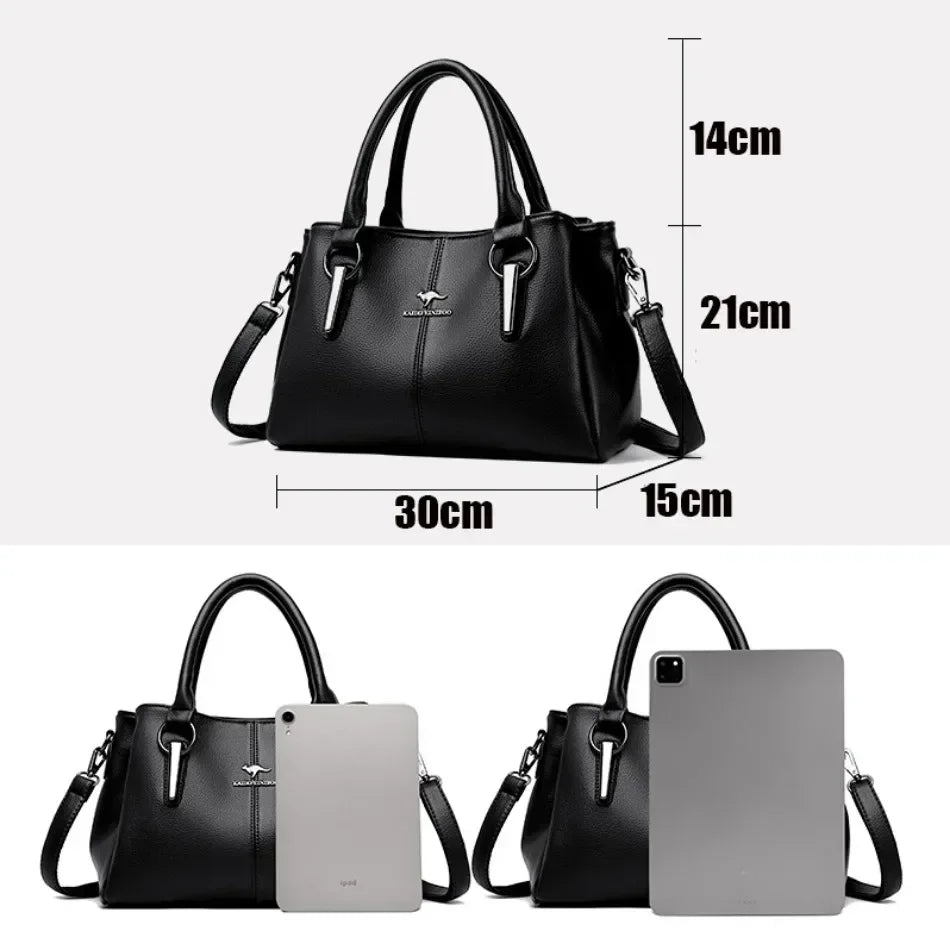 Luxury Leather Handbag for Women – 3-Layer Crossbody Tote