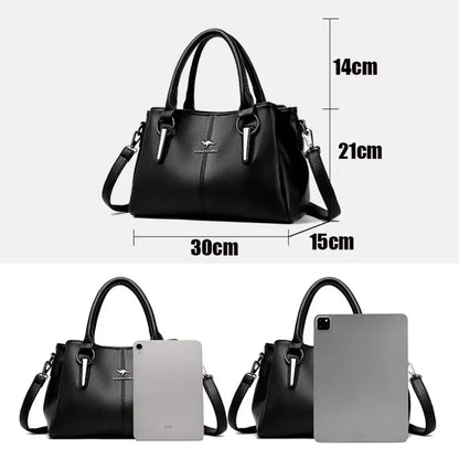 Luxury Leather Handbag for Women – 3-Layer Crossbody Tote