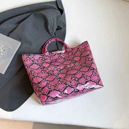 Snakeskin Pattern Tote Bag – Large Capacity Women's Shoulder Bag