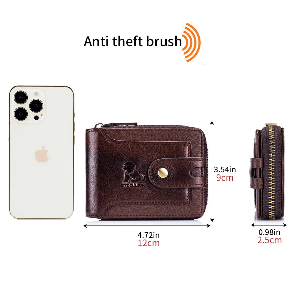 Steel Lion Men's RFID Blocking Genuine Leather Short Wallet