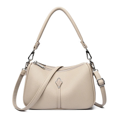 Leather Crossbody Shoulder Bag for Women – Dual-Zip Purse
