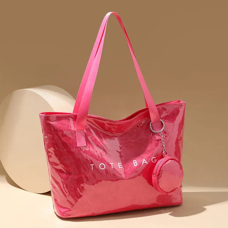 Large Capacity PVC Tote Bag with Mini Coin Purse – Women's Shoulder Bag