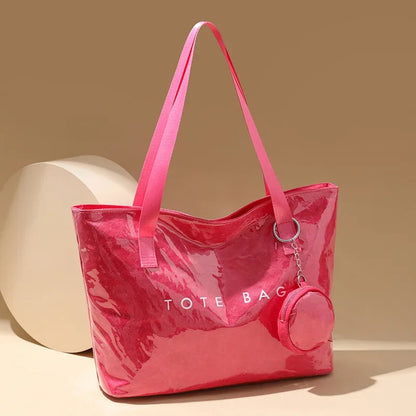 Large Capacity PVC Tote Bag with Mini Coin Purse – Women's Shoulder Bag