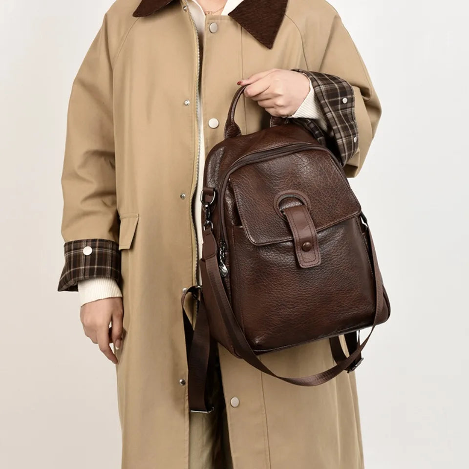 Women's 3-in-1 Soft Leather Backpack – Large Capacity Shoulder & School Bag