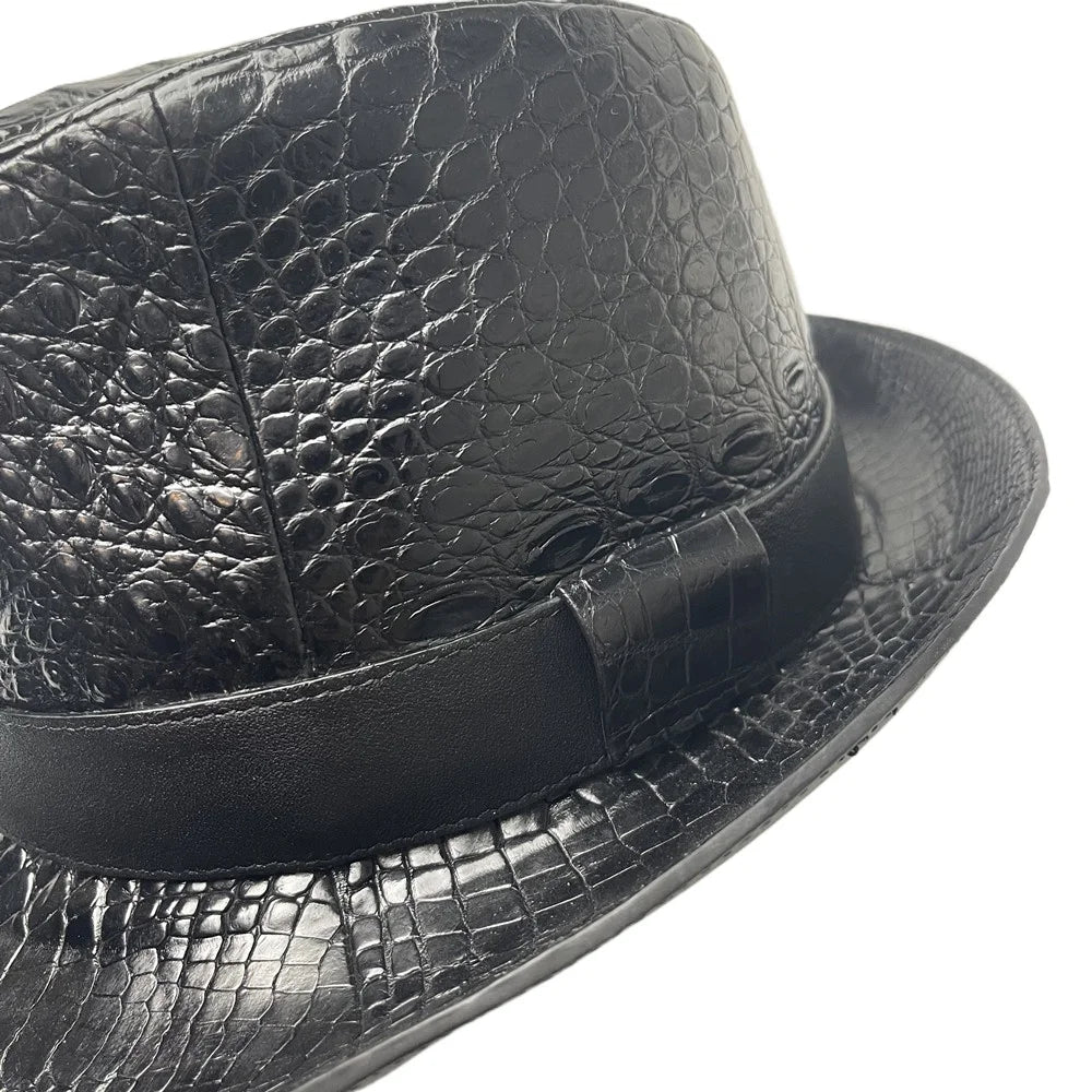 Crocodile Leather Wide Brim Fedora Hat – Men's Exotic Style