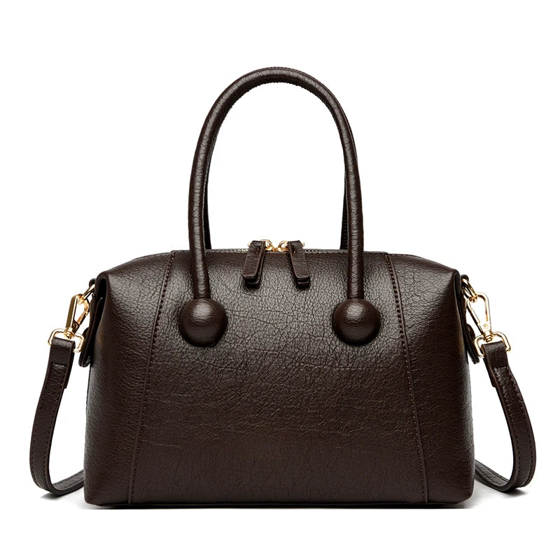 Soft Leather Women's Handbag – Shoulder Tote & Crossbody Bag