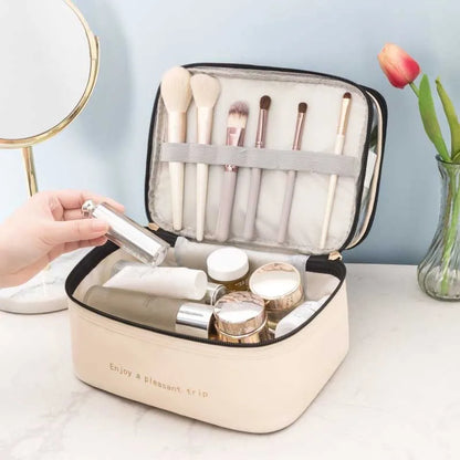 Large Capacity Travel Makeup Bag Double Layer Clear PU
