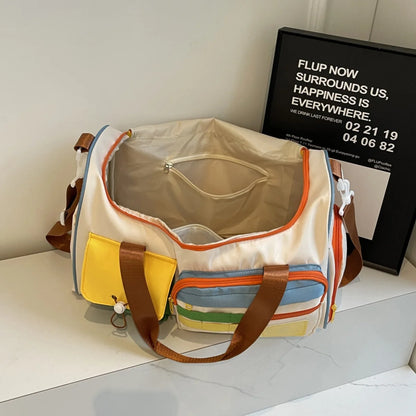 Colorblock Duffel Bag – Large Travel & Gym Bag with Multiple Pockets