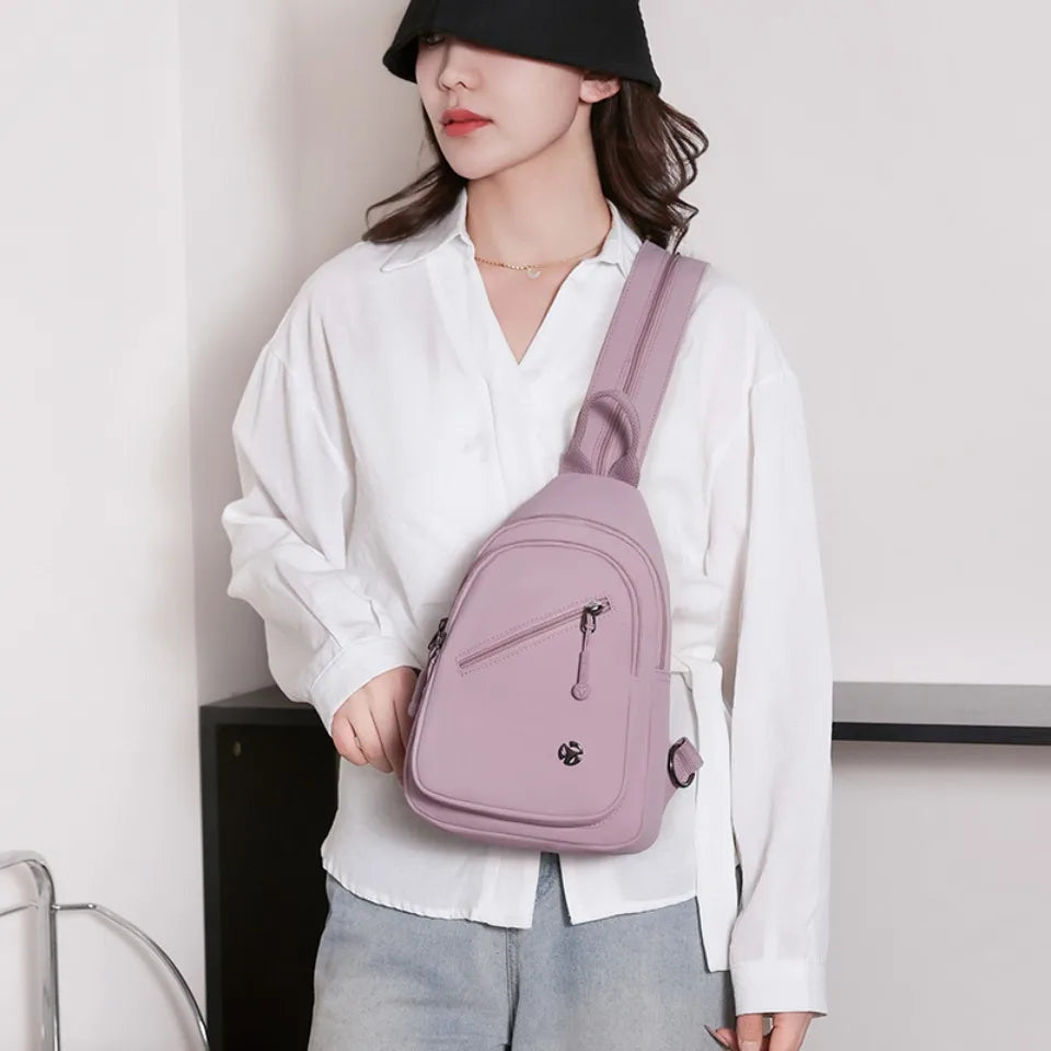Women's Waterproof Nylon Sling Chest Bag – Lightweight Crossbody Shoulder Bag