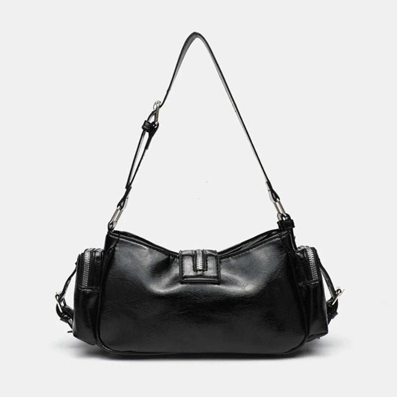 Gothic Rivet Shoulder Bag – Y2K Punk PU Leather Handbag