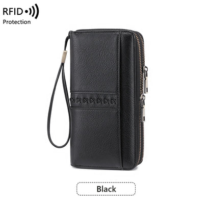 RFID Women's Long Wallet – Double Zipper Large Capacity Wristlet