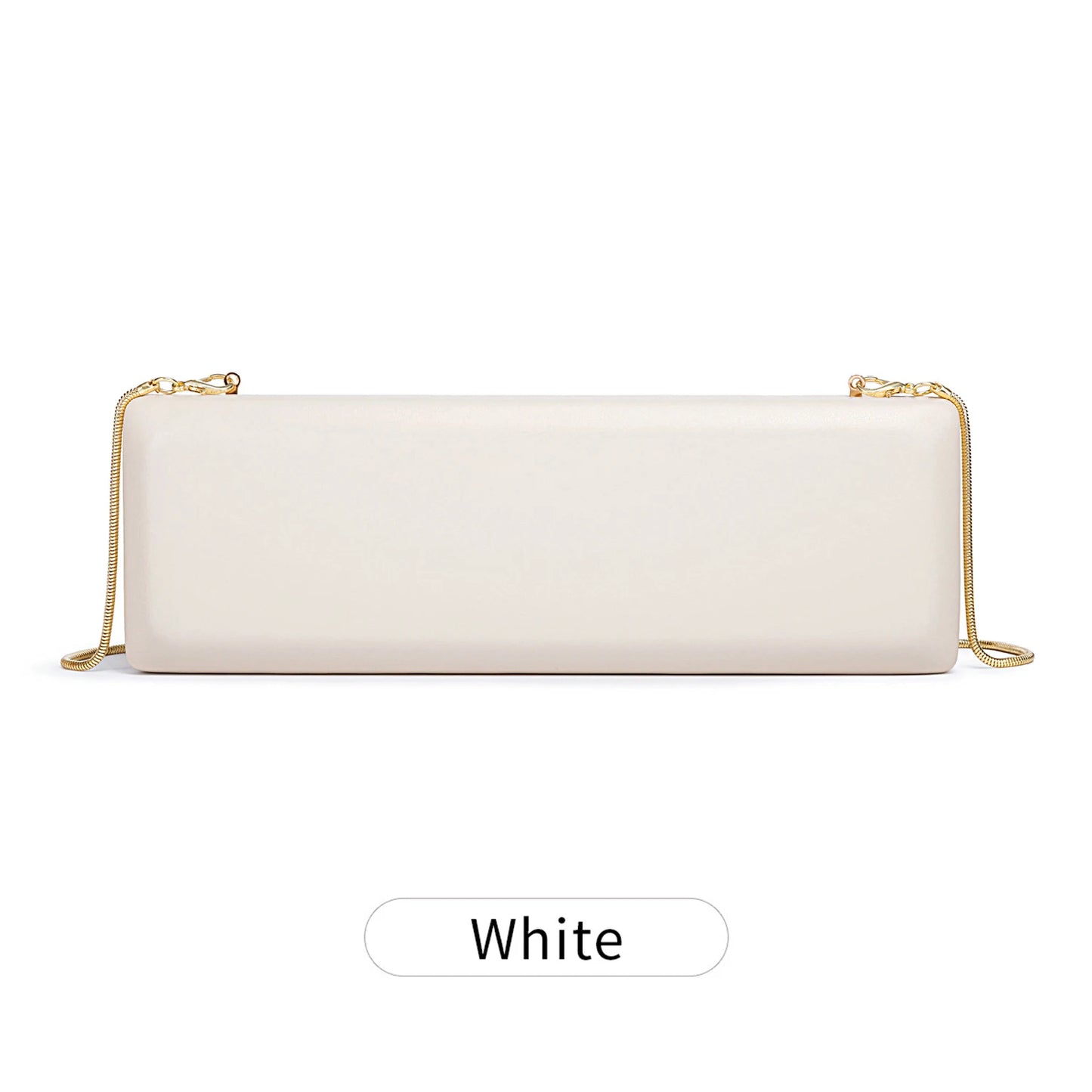 Evening Clutch Bag Women's Minimalist Hard Shell with Gold Chain