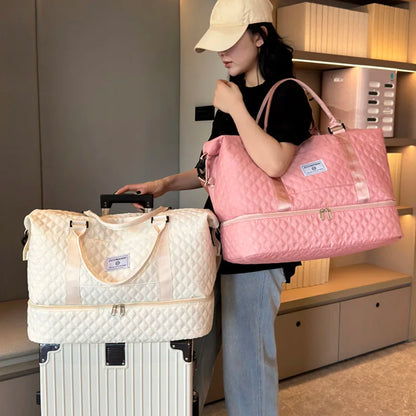 Large Capacity Sports Duffel Bag – Quilted Weekender & Gym Bag for Women