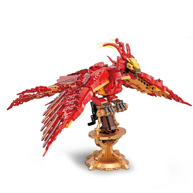 Fire Phoenix Building Blocks Set – 938 Pieces Mythical Bird Model