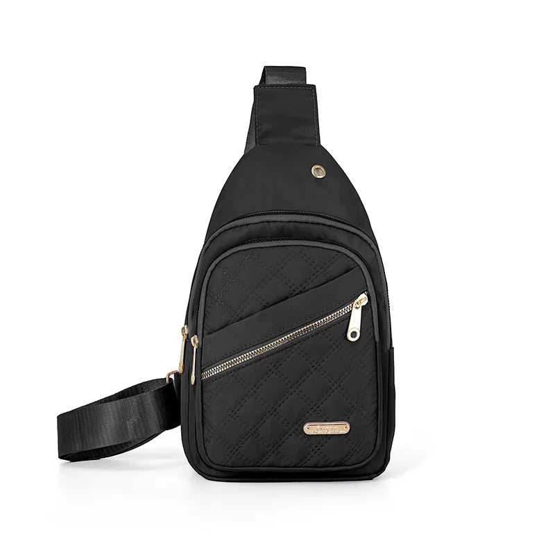 Quilted Crossbody Sling Bag for Women – Chest Bag with Earphone Hole