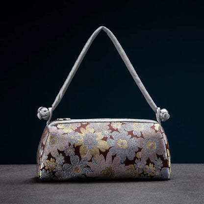 Embroidered Silk Shoulder Bag – Floral Cheongsam Purse