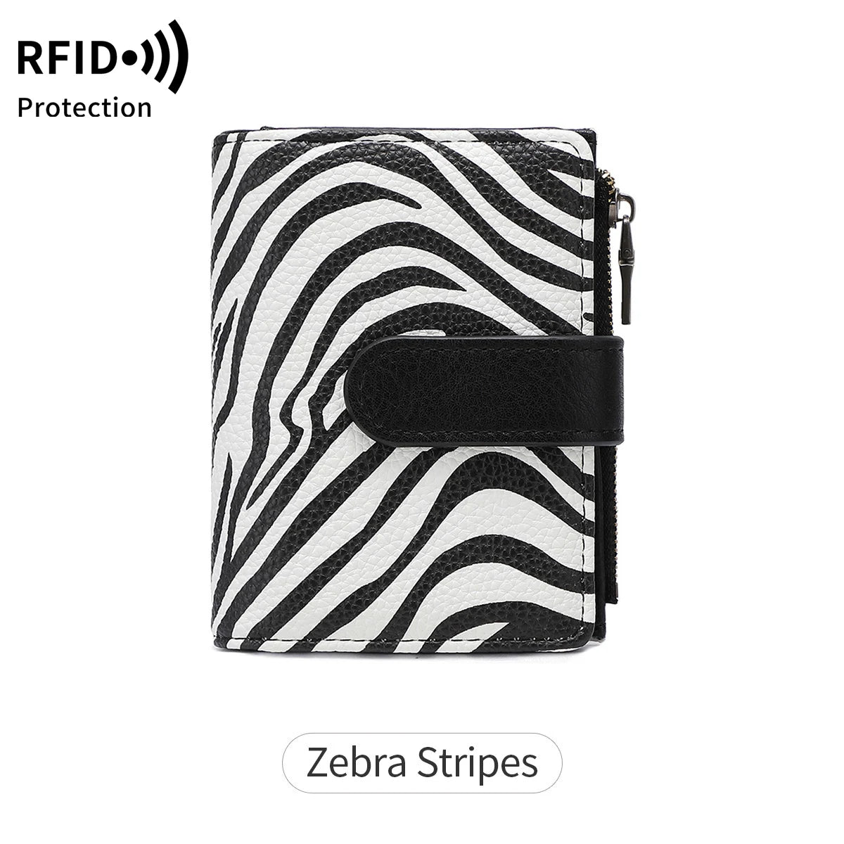 RFID Anti-Theft Women's Wallet – Retro Trifold Coin Purse with Zipper Closure