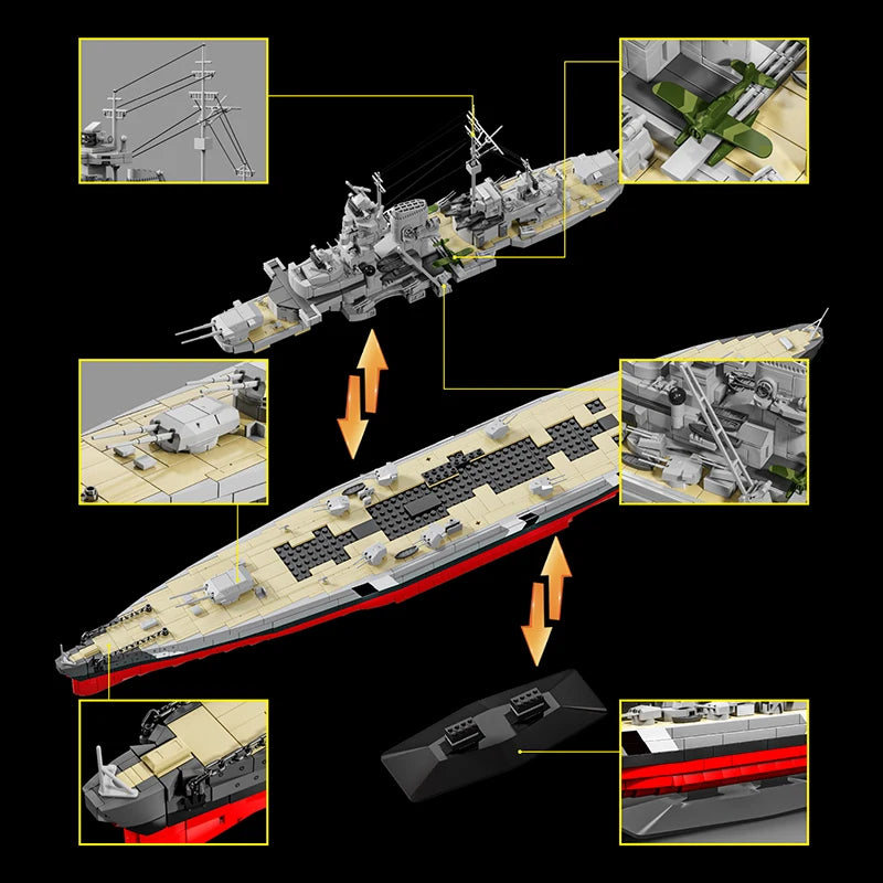 Bismarck Battleship MOC Building Set – 1:300 Scale Military Model