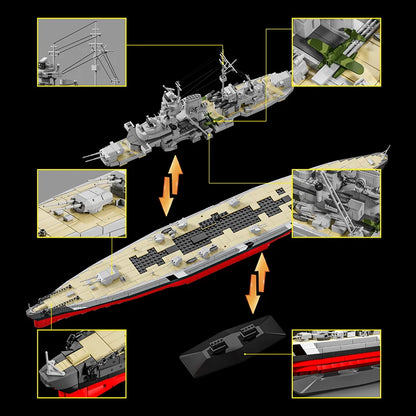 Bismarck Battleship MOC Building Set – 1:300 Scale Military Model