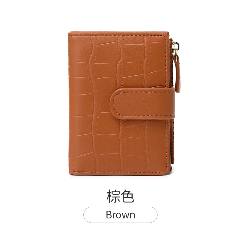 Animal Print Small Bifold Wallet for Women with Zipper