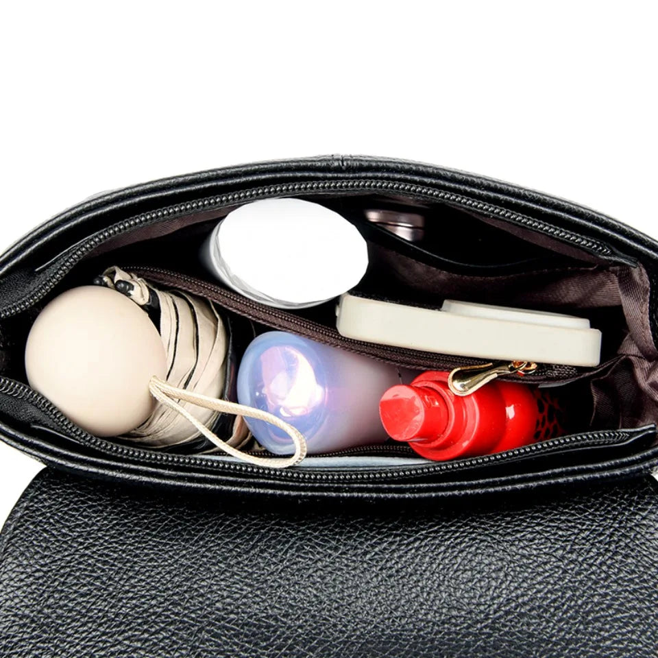 Leather Crossbody Shoulder Bag for Women – Soft Flap Handbag