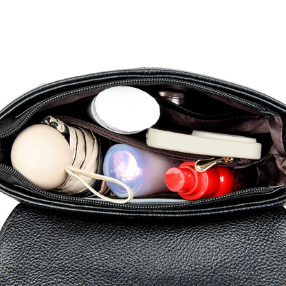 Leather Crossbody Shoulder Bag for Women – Soft Flap Handbag