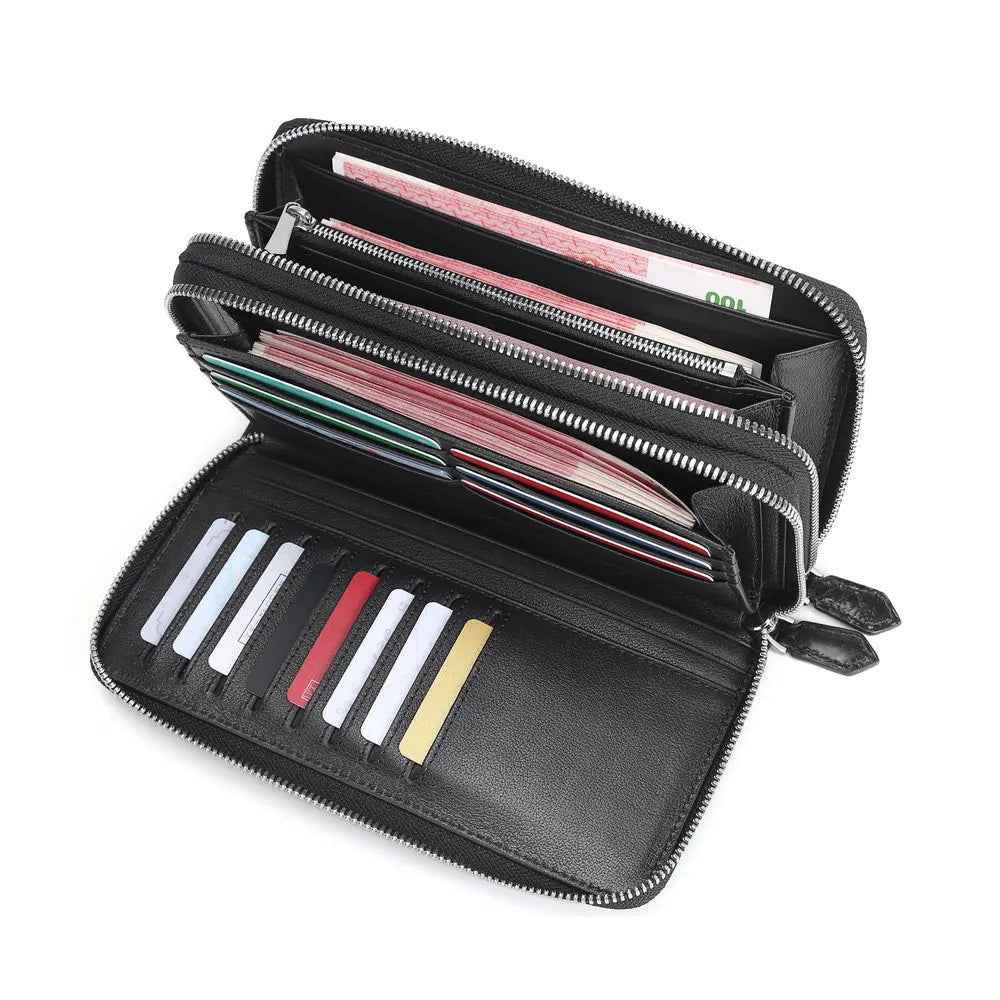 Crocodile Leather Men's Clutch – Double Zipper Business Handbag