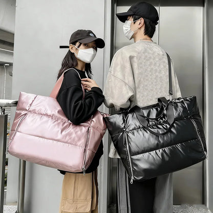 Quilted Puffer Tote Bag – Women's Travel Shoulder Bag